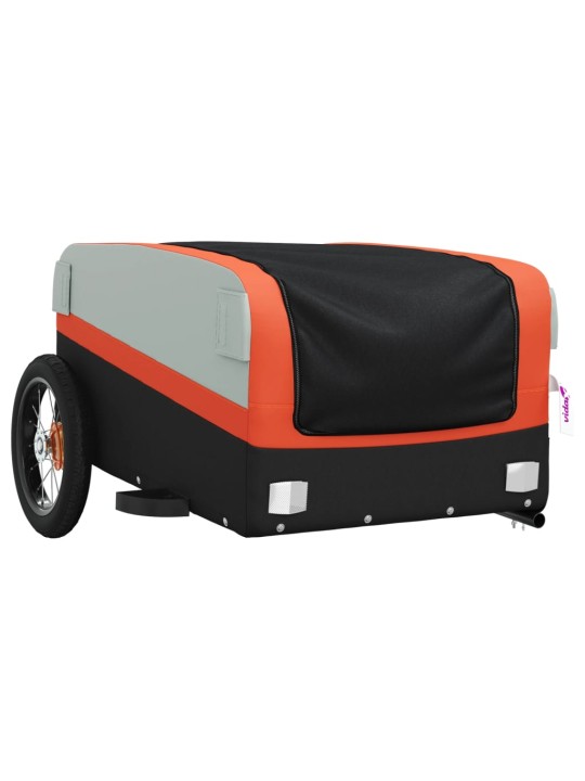 Vozík za kolo černý a oranžový 30 kg železo