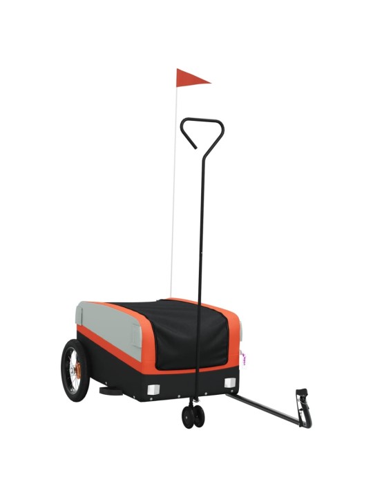 Vozík za kolo černý a oranžový 30 kg železo