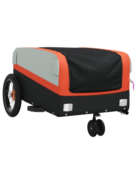 Vozík za kolo černý a oranžový 30 kg železo