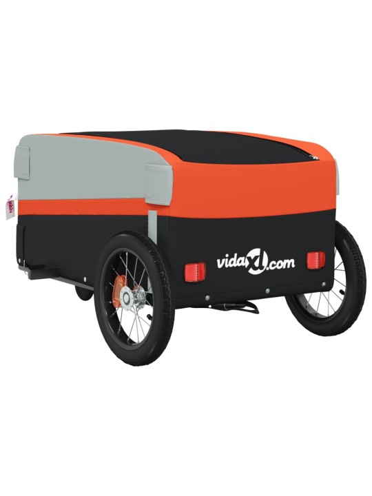 Vozík za kolo černý a oranžový 30 kg železo