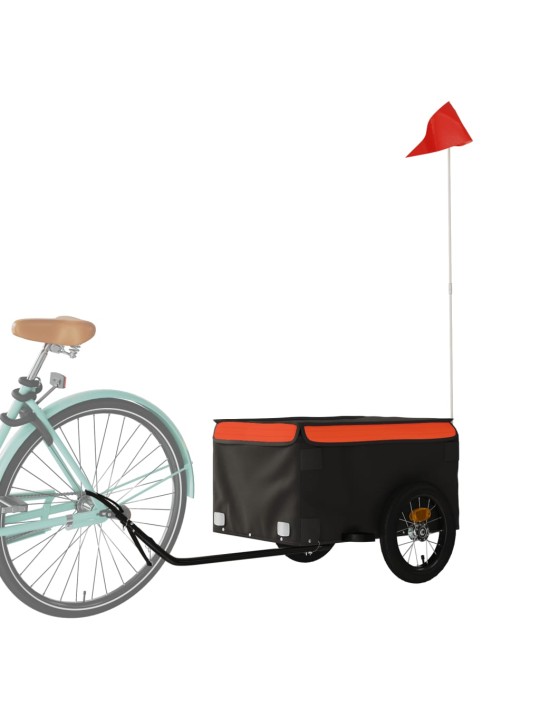 Vozík za kolo černý a oranžový 30 kg železo