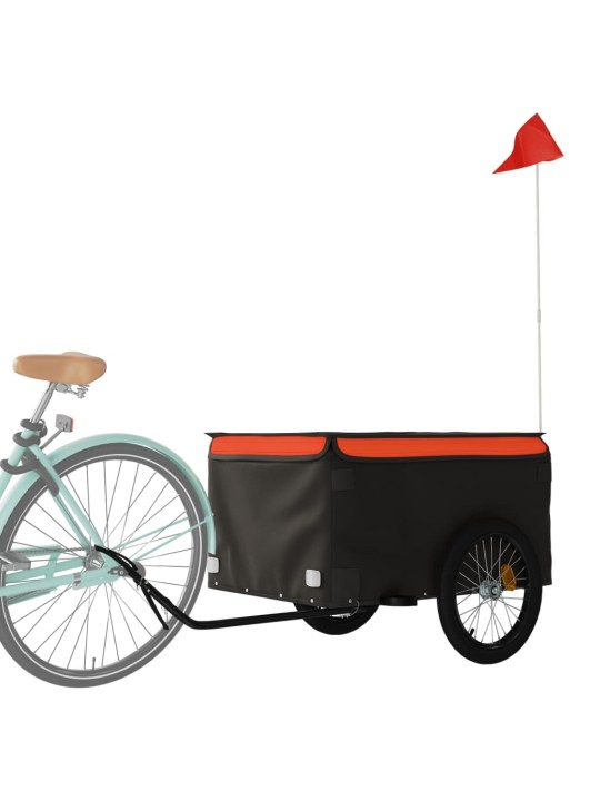 Vozík za kolo černý a oranžový 45 kg železo