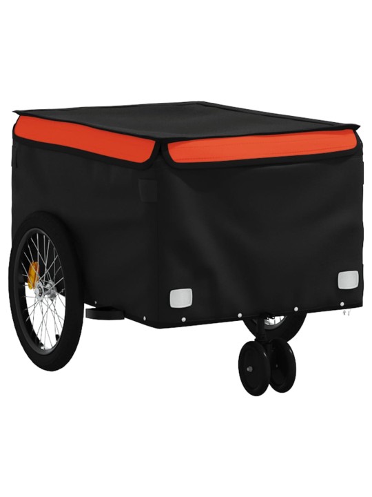 Vozík za kolo černý a oranžový 30 kg železo