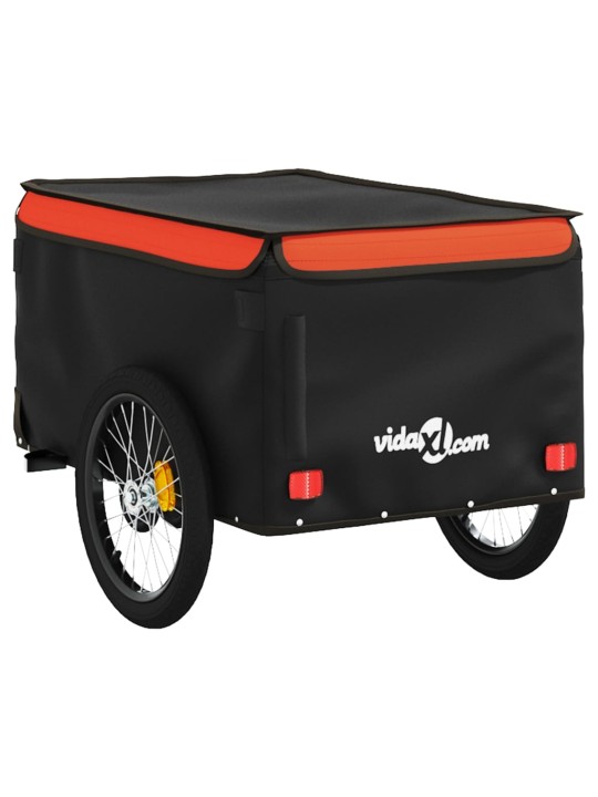 Vozík za kolo černý a oranžový 30 kg železo