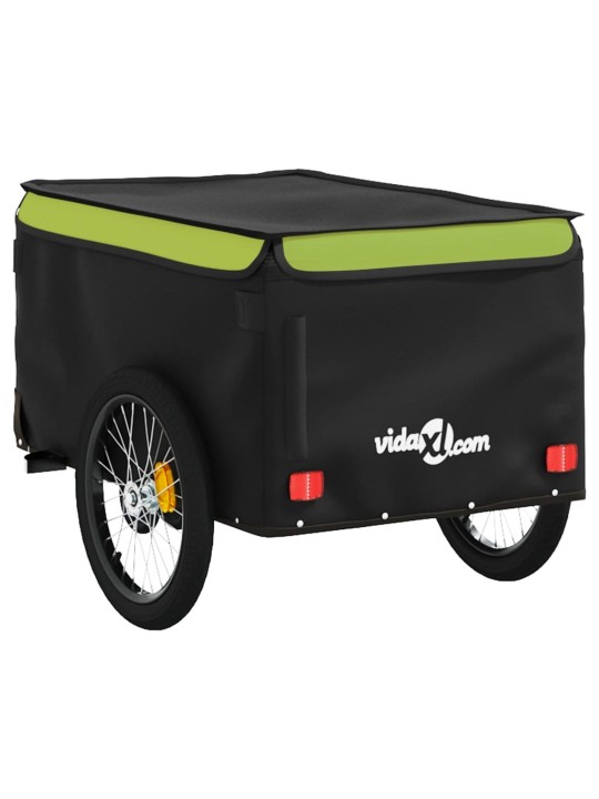 Vozík za kolo černý a zelený 30 kg železo