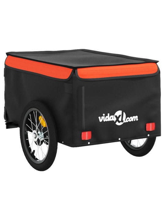 Vozík za kolo černý a oranžový 45 kg železo