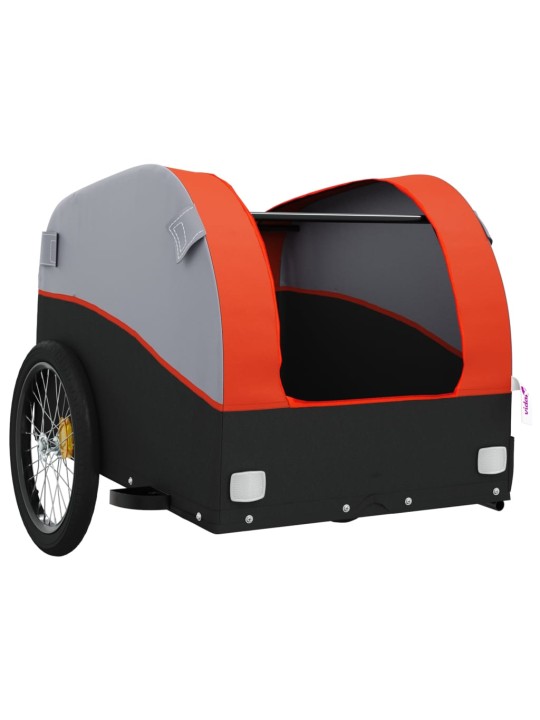 Vozík za kolo černý a oranžový 30 kg železo