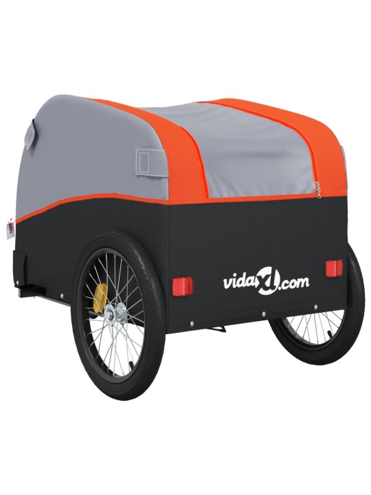 Vozík za kolo černý a oranžový 30 kg železo