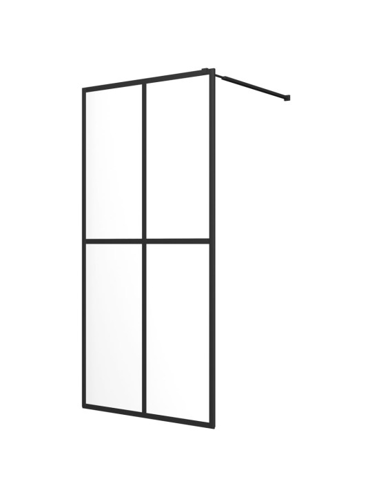 Zástěna do průchozí sprchy s policí černá 80x195 cm esg/hliník