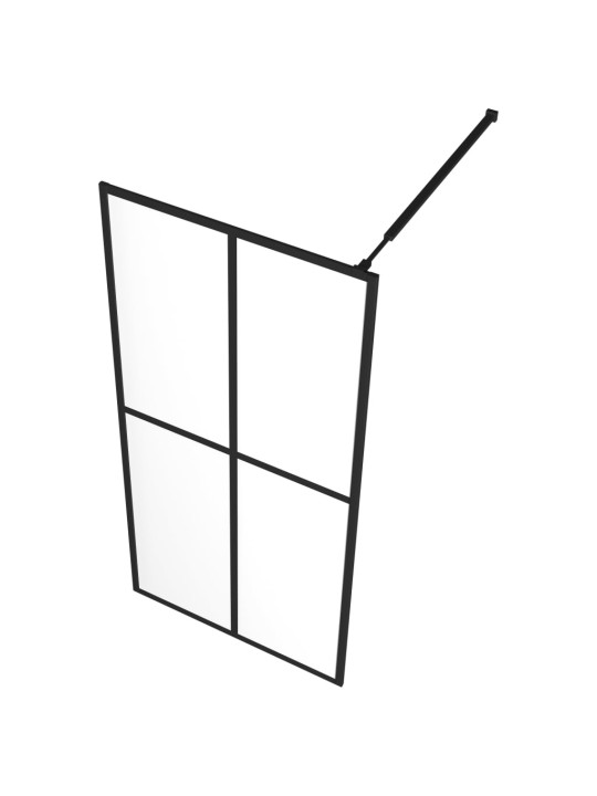 Zástěna do průchozí sprchy s policí černá 80x195 cm esg/hliník