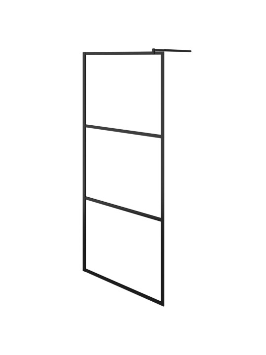 Zástěna do průchozí sprchy s policí černá 80x195 cm ESG/hliník