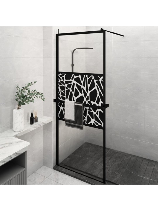 Zástěna do průchozí sprchy s policí černá 80x195 cm esg/hliník