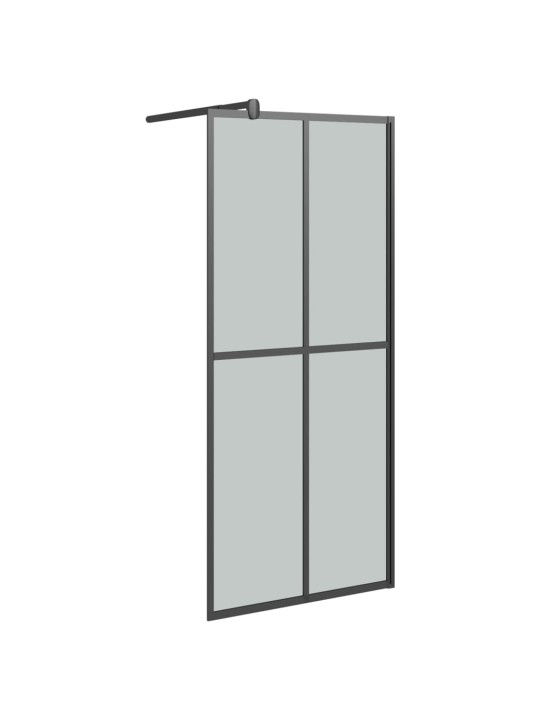 Zástěna do průchozí sprchy s policí černá 80x195 cm esg/hliník