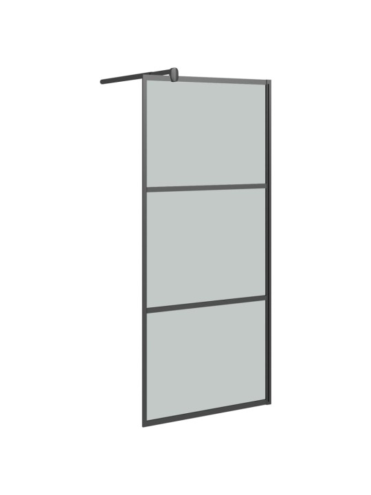 Zástěna do průchozí sprchy s policí černá 80x195 cm esg/hliník