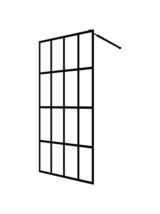 Zástěna do průchozí sprchy s policí černá 90x195 cm ESG/hliník