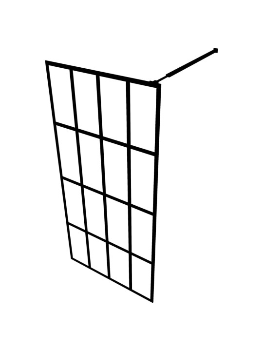 Zástěna do průchozí sprchy s policí černá 90x195 cm ESG/hliník