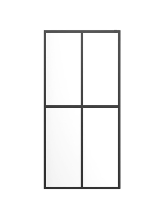 Zástěna do průchozí sprchy s policí černá 90x195 cm esg/hliník