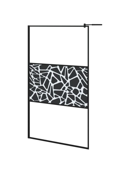 Zástěna do průchozí sprchy s policí černá 115x195 cm esg/hliník