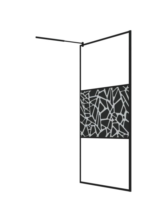 Zástěna do průchozí sprchy s policí černá 115x195 cm esg/hliník