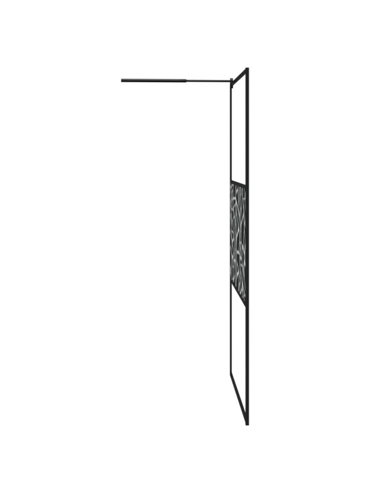 Zástěna do průchozí sprchy s policí černá 115x195 cm esg/hliník