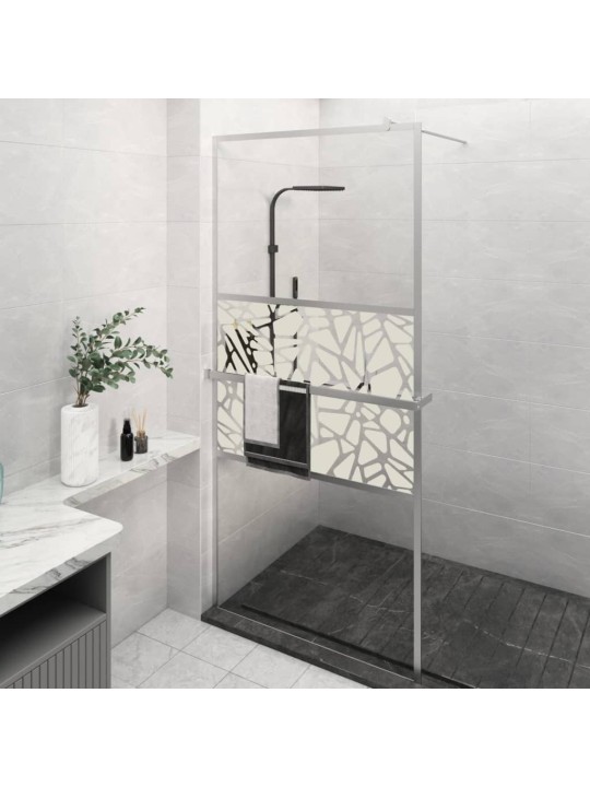 Zástěna do průchozí sprchy s policí chrom 80x195 cm ESG/hliník