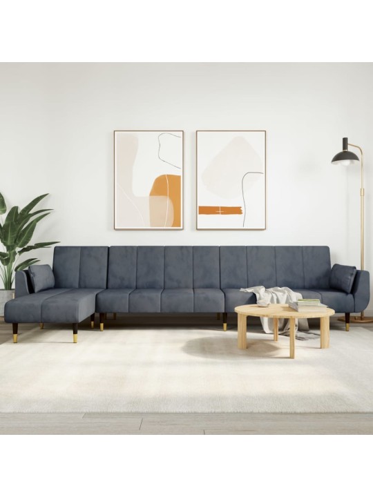 Rozkládací pohovka ve tvaru l tmavě šedá 275x140x70 cm samet