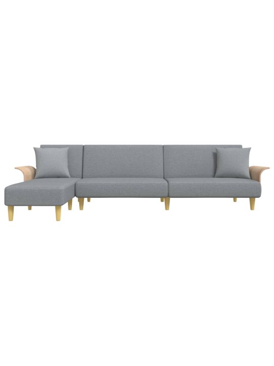Rozkládací pohovka ve tvaru L světle šedá 279x140x70 cm textil