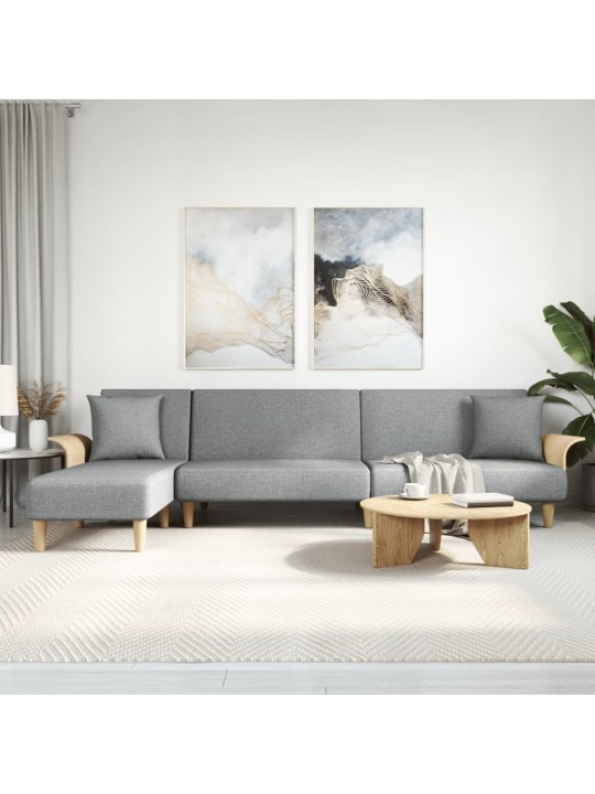 Rozkládací pohovka ve tvaru L světle šedá 279x140x70 cm textil