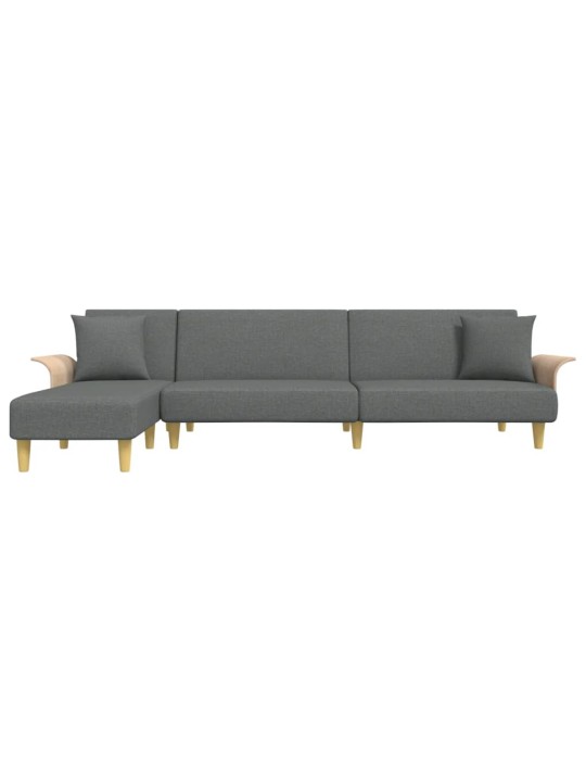 Rozkládací pohovka ve tvaru L tmavě šedá 279x140x70 cm textil