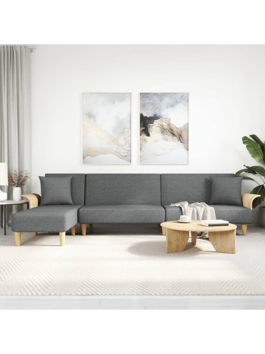 Rozkládací pohovka ve tvaru L tmavě šedá 279x140x70 cm textil