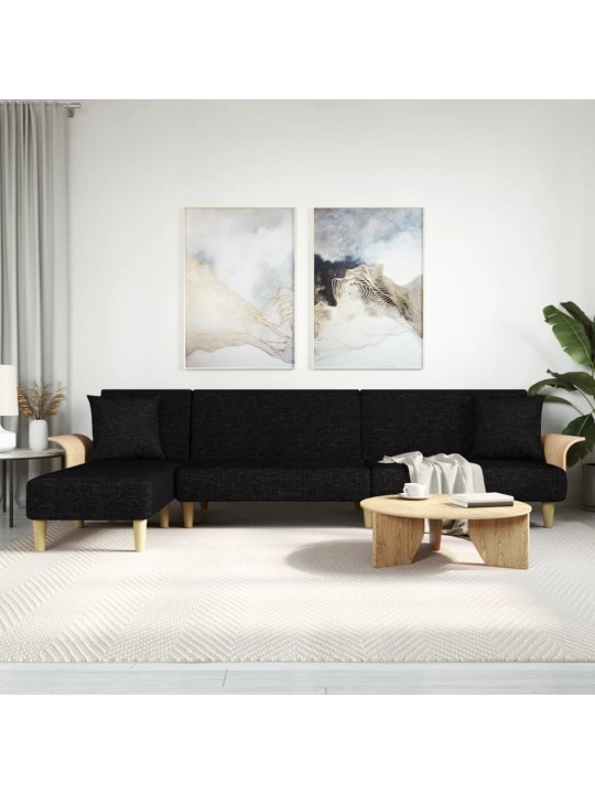 Rozkládací pohovka ve tvaru l černá 279 x 140 x 70 cm textil