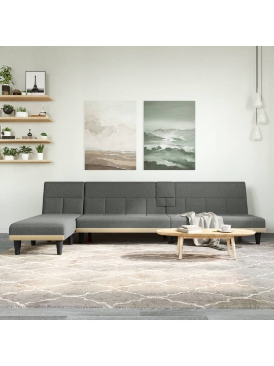 Rozkládací pohovka ve tvaru L tmavě šedá 255x140x70 cm textil