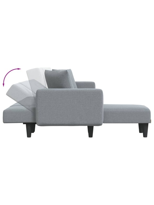 Rozkládací pohovka ve tvaru l světle šedá 275x140x70 cm textil