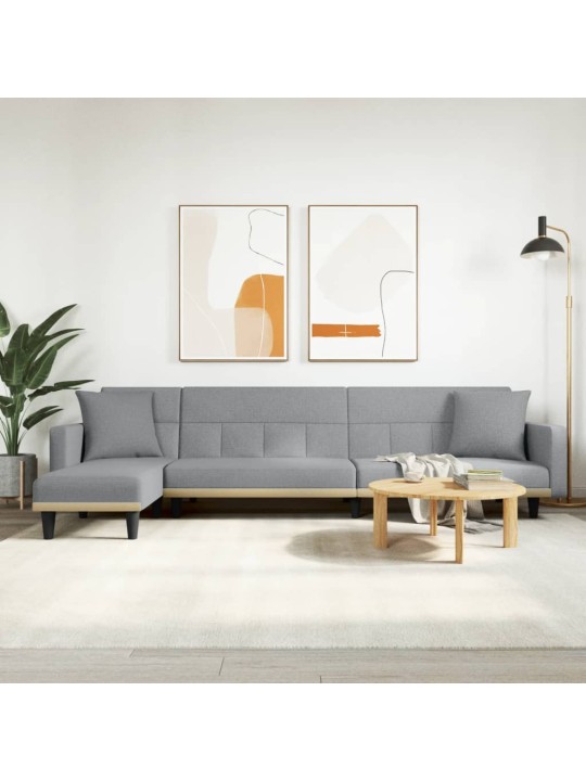 Rozkládací pohovka ve tvaru l světle šedá 275x140x70 cm textil