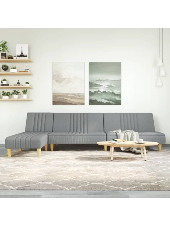 Rozkládací pohovka ve tvaru l světle šedá 255x140x70 cm textil
