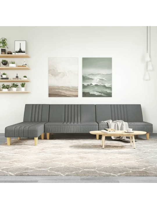Rozkládací pohovka ve tvaru l tmavě šedá 255x140x70 cm textil