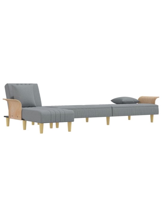 Rozkládací pohovka ve tvaru l světle šedá 279x140x70 cm textil