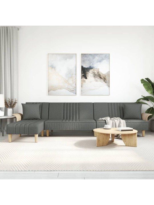 Rozkládací pohovka ve tvaru l tmavě šedá 279x140x70 cm textil