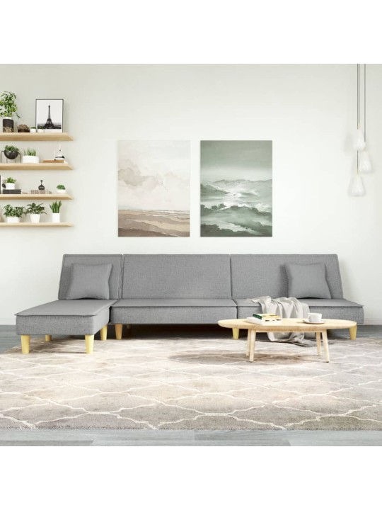 Rozkládací pohovka ve tvaru L světle šedá 255x140x70 cm textil