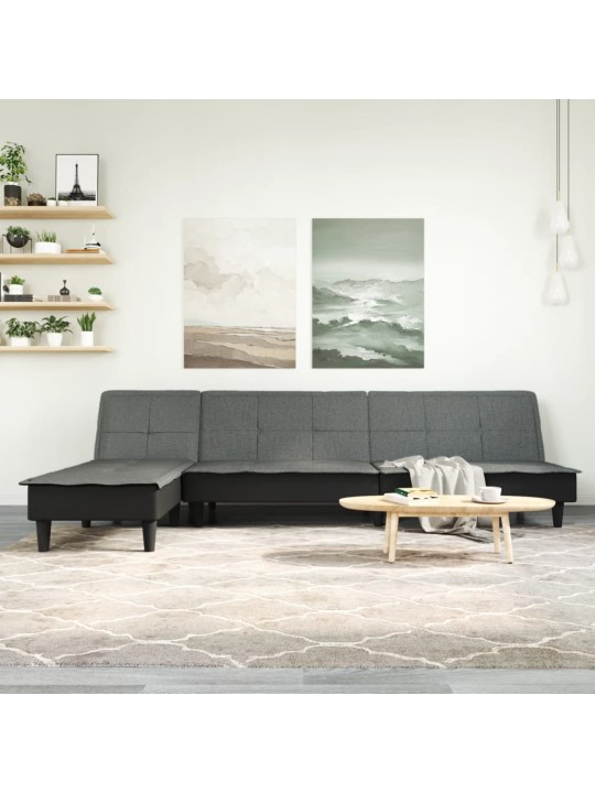 Rozkládací pohovka ve tvaru l tmavě šedá 255x140x70 cm textil