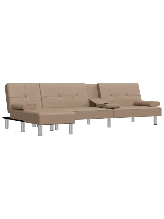 Rozkládací pohovka ve tvaru l cappuccino 255x140x70 cm koženka