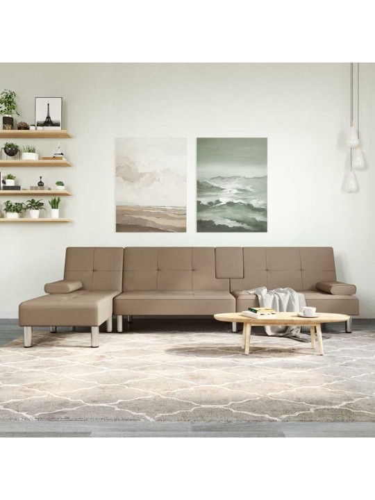 Rozkládací pohovka ve tvaru l cappuccino 255x140x70 cm koženka
