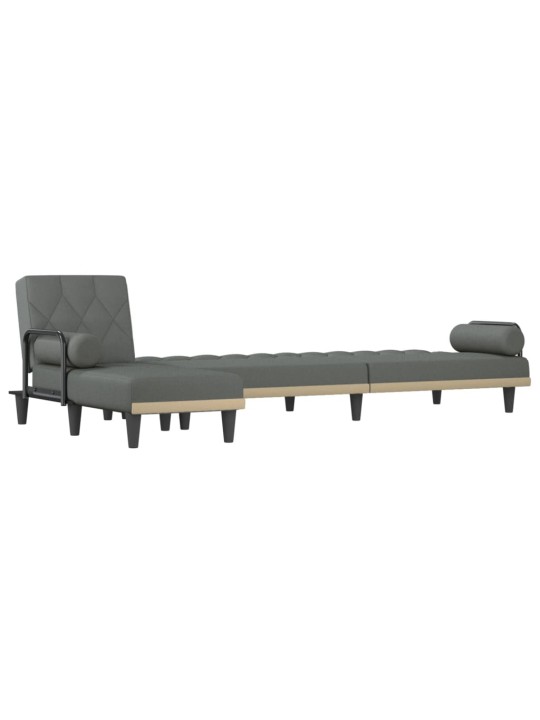 Rozkládací pohovka ve tvaru L tmavě šedá 260x140x70 cm textil