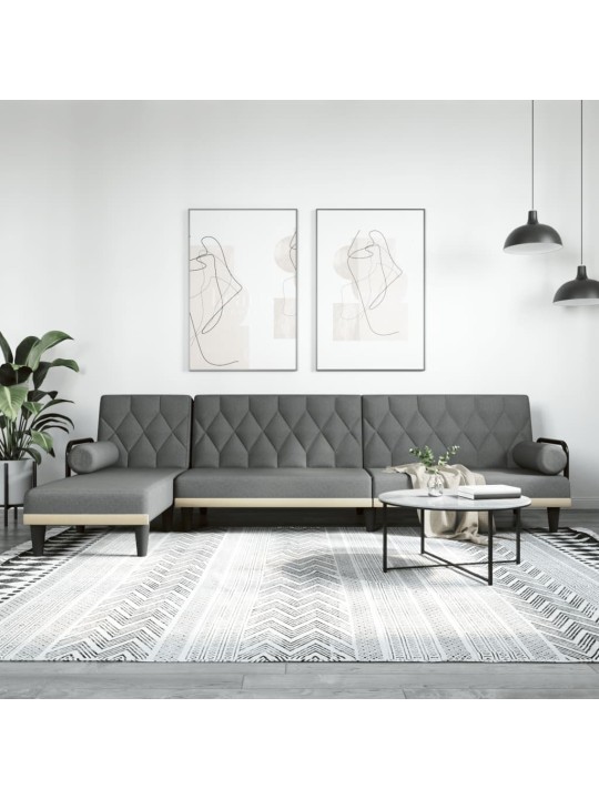 Rozkládací pohovka ve tvaru L tmavě šedá 260x140x70 cm textil