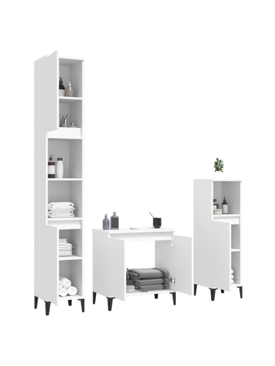 3dílný set koupelnového nábytku bílý kompozitní dřevo