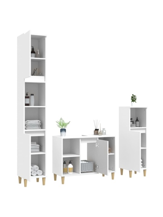 3dílný set koupelnového nábytku bílý kompozitní dřevo