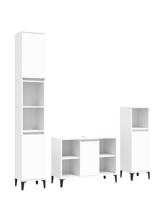 3dílný set koupelnového nábytku bílý kompozitní dřevo