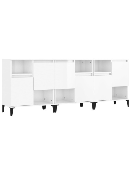 Příborníky 3 ks bílé vysoký lesk 60x35x70 cm kompozitní dřevo