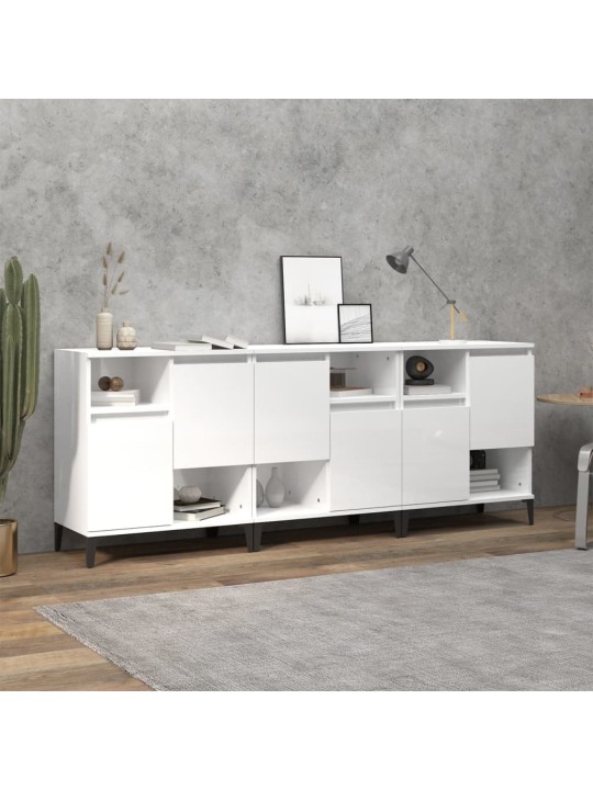 Příborníky 3 ks bílé vysoký lesk 60x35x70 cm kompozitní dřevo