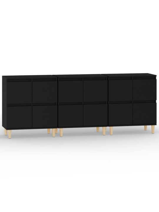Příborníky 3 ks černé 60 x 35 x 70 cm kompozitní dřevo